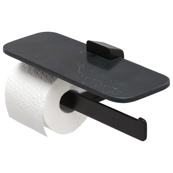 Marble Double Toilet Paper Holder with Shelf, Paper Towel Holder